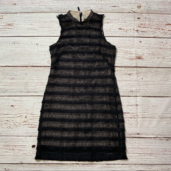 J. Crew Dresses & Skirts - J Crew Black Crochet Fringe Sleeveless Shift Dress Sz 2